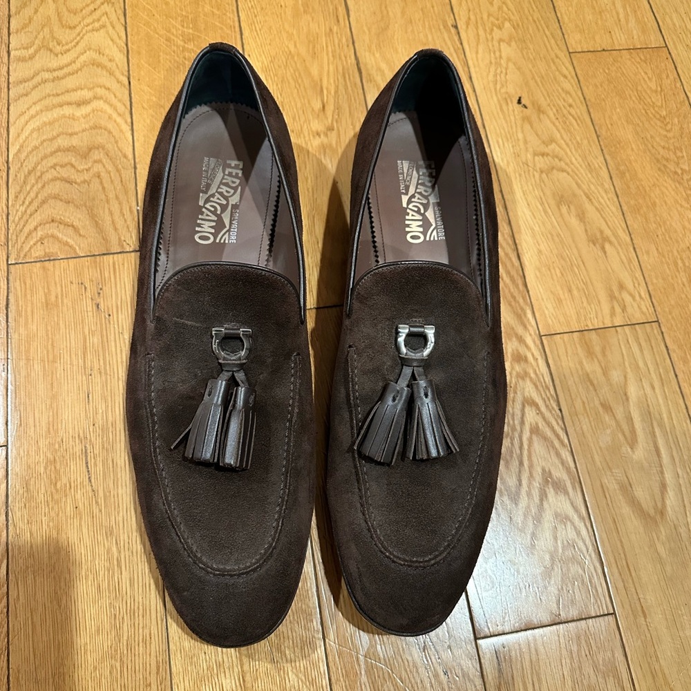 Salvatore Ferragamo Brown Suede Loafers